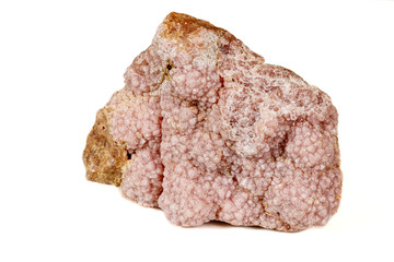 Macro stone cobalt calcite mineral on white background