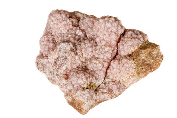 Macro stone cobalt calcite mineral on white background