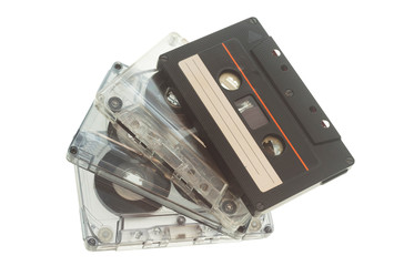 vintage cassette or audio tape isolated on white