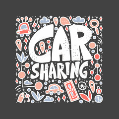 Car sharing concept. Vector flat illustration.