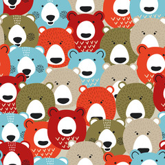 Obraz premium Seamless vector colorful pattern with cute bears.