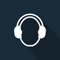 Symbol Wear hearing protection on black background,Vector illustration