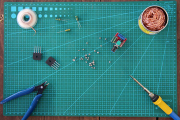 electronics repair tool on the table top view