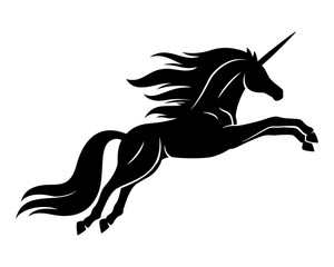 Fototapeta na wymiar Black unicorn sign on a white background.