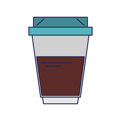 Coffee hot plastic cup coffeeshop isolated blue lines