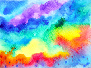 Fototapeta na wymiar rainbow colorful background watercolor painting illustration hand drawn design
