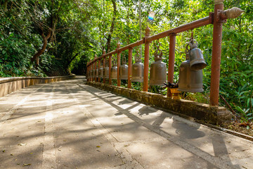 many bells on walk way in Doi Tung Temple, chiangmai Thailand