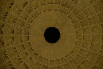 Rome (Italy). Architectural detail of the dome of the Pantheon in Rome