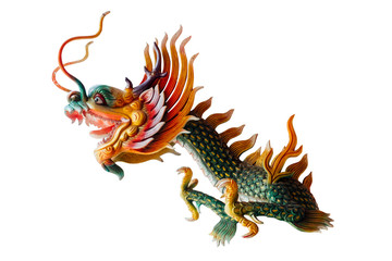 Colorful Chinese dragon on white background.