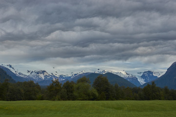 Rural landscape of Patagonia, southern Chile near the small town of Futaleufu.