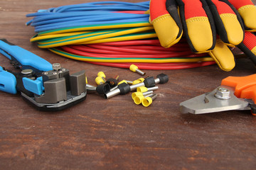 tools and equipment electrician on the table