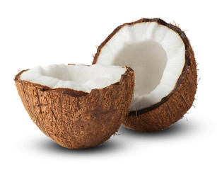 Fresh ripe coconut isolated on white background