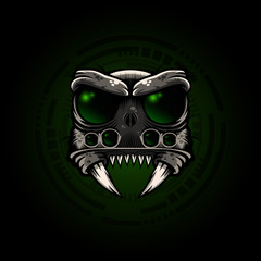 The head of a creature looks like a six-eyed insect