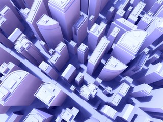 City buildings panorama . Skyscrapers top view .3D rendering - Illustration .