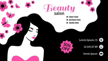 Flyer or card template with woman