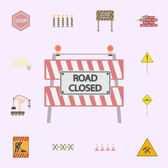 road closed street barrier on road colored icon. Building materials icons universal set for web and mobile