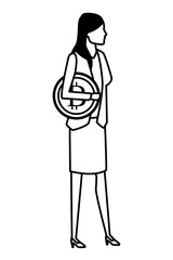 businesswoman with cryptocurrency black and white