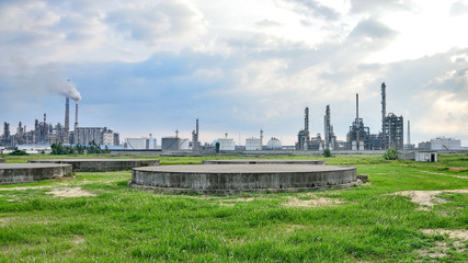 Underground before the reserve oil tanks in oil refinery