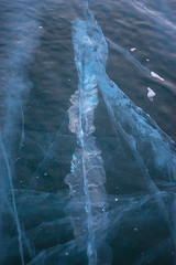 Baikal Mountains, lake, ice, hummocks