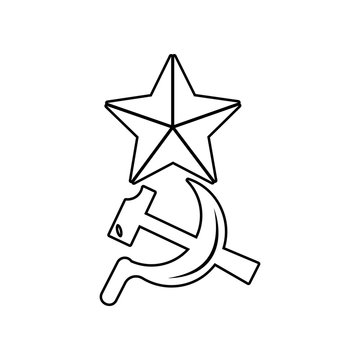 sickle, hammer and star icon. Element of Communism Capitalism for mobile concept and web apps icon. Outline, thin line icon for website design and development, app development