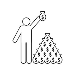 a person collects money bags icon. Element of Communism Capitalism for mobile concept and web apps icon. Outline, thin line icon for website design and development, app development