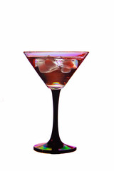 beautiful glass on a black leg with a cocktail and ice