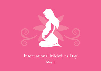 International Midwives Day vector. Pregnant Woman Kneeling vector illustration. Silhouette of pregnant woman. Abstract pregnant woman vector illustration. Important day