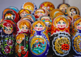 Matryoshka dolls for sale on the Old Town in Warsaw city