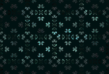 Dark vector background with ornament of emerald leaves