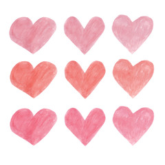 Heart watercolor love design isolated on white background