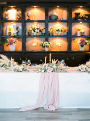 Table settings for a luxury wedding. Outdoor wedding 