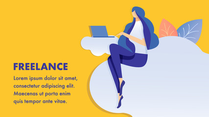 Freelance, Remote Job Flat Banner Vector Template