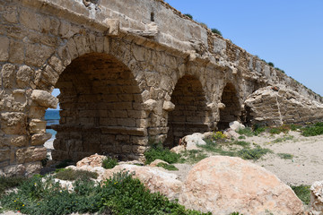 Roman aqueducts Caesarea Maritima Israel