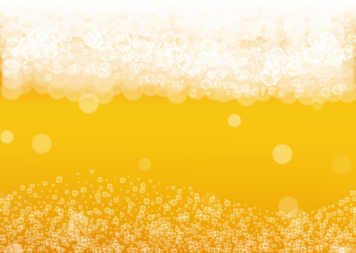 Craft beer background. Lager splash. Oktoberfest foam. restaurant menu concept. Bubbly pint of ale with realistic white bubbles. Cool liquid drink for Orange glass with craft beer background.