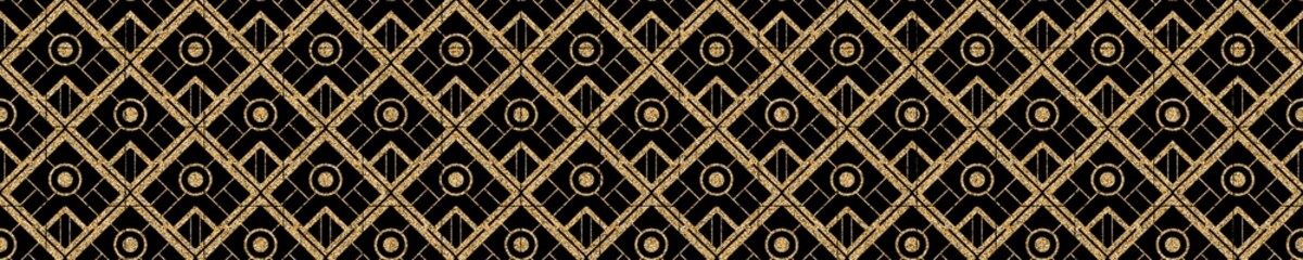 Modern geometric tiles pattern. Golden lined shape. Abstract art deco seamless luxury background.