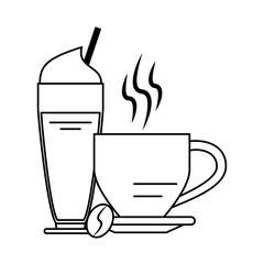 Coffee cup hot beverage coffeeshop products in black and white