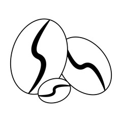 Coffee beans fresh natural isolated in black and white