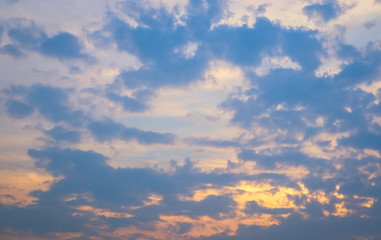 sky and cloud at the sunset time