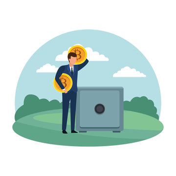 businessman with cryptocurrency