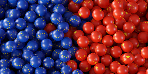 Political relationships between China and Europe, original 3d rendering © tostphoto