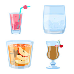 Vector design of cocktail and drink symbol. Set of cocktail and ice stock vector illustration.