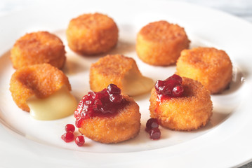 Camembert nuggets with cranberry sauce