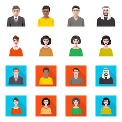 Isolated object of hairstyle and profession  logo. Set of hairstyle and character  vector icon for stock.