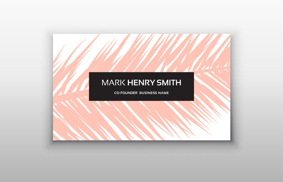 Business Cards Tropical Graphic Design, Tropical Palm Leaf. Vector Illustration. Creative Business Card Template Design.