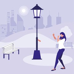 young woman dancing in the park character