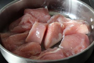 chicken in a frying pan