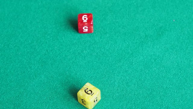 player throws red and yellow dices four times on green board
