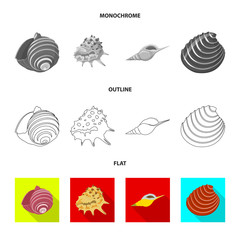 Vector illustration of animal and decoration sign. Set of animal and ocean stock vector illustration.