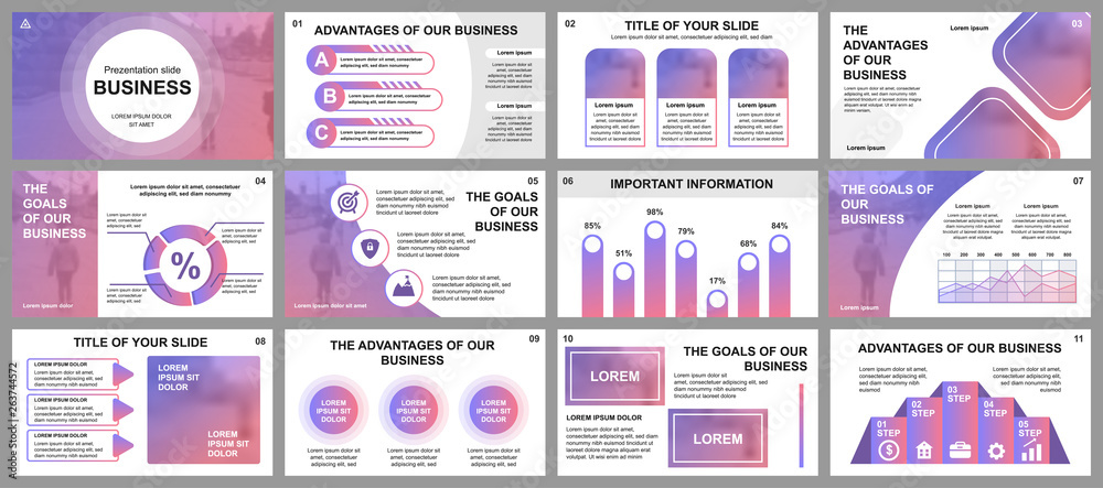 Aufkleber business presentation slides templates from infographic elements. can be used for presentation templ