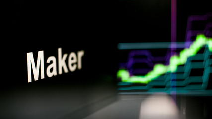 Maker Cryptocurrency token. The behavior of the cryptocurrency exchanges, concept. Modern financial technologies.